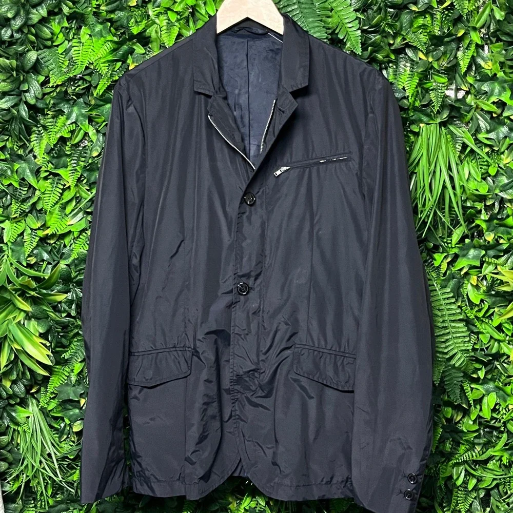 Matinique‎ Lab George Zip Blazer Mens 42 Blue Technical Nylon Hybrid Jacket 3826